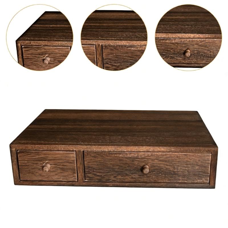 Natural Wood Desk Organizers With Spacious Compartments For Stationery And Cosmetics