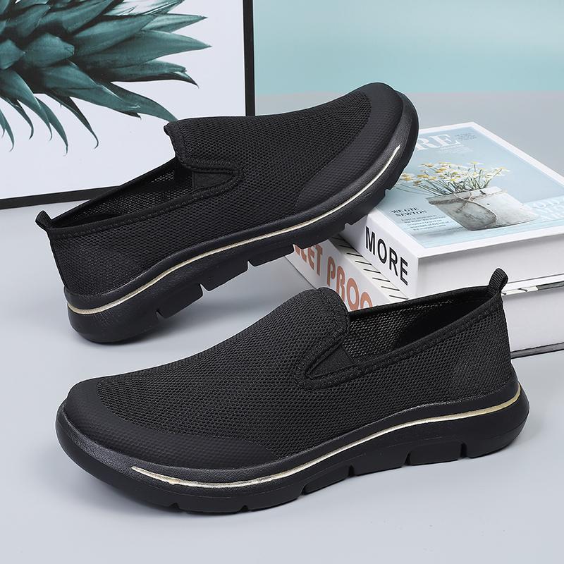 

Мужские кроссовки для ходьбы, легкие и нескользящие, плоские кроссовки для бега, парные, теннисные, сетчатые, летние, повседневные 35 чёрный