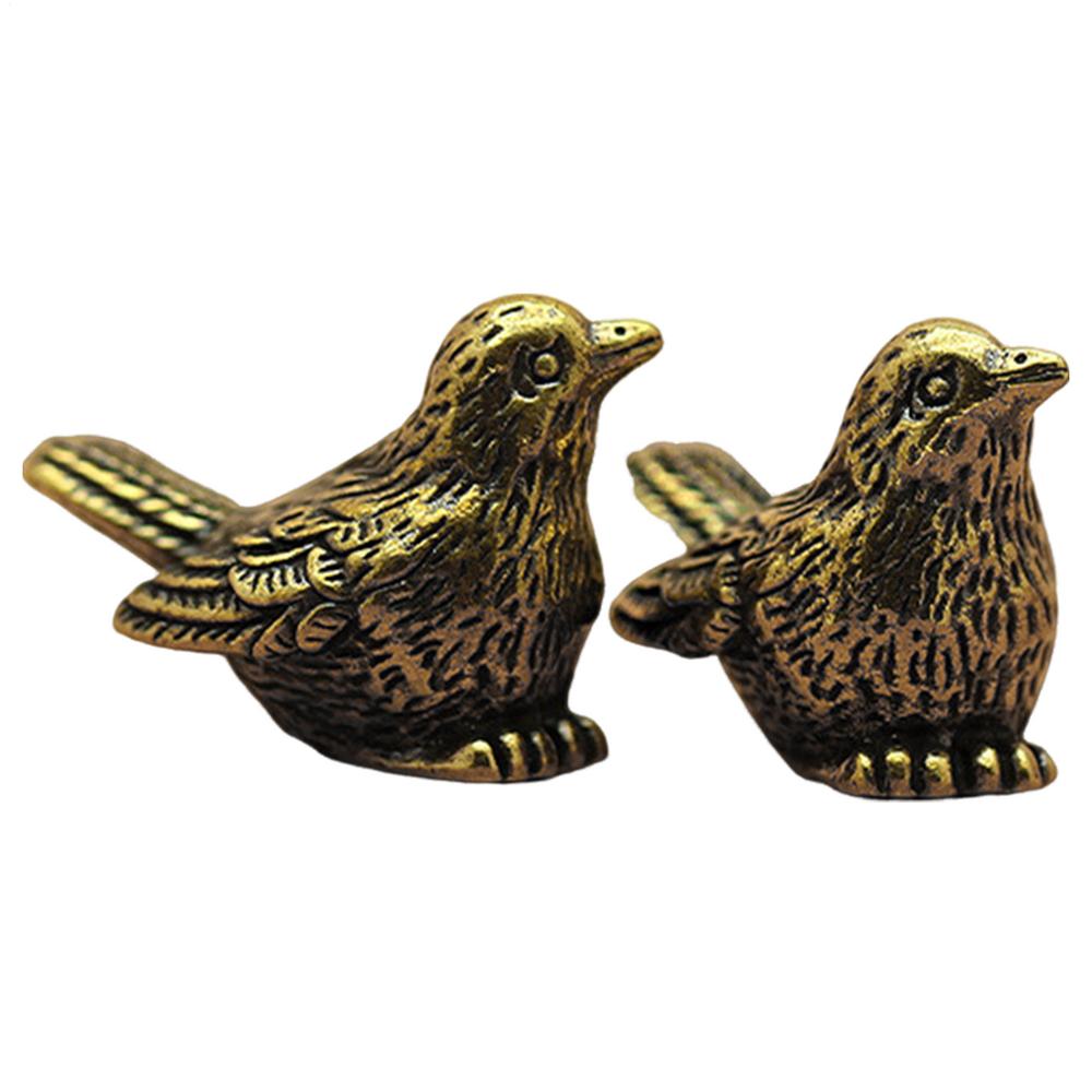 Antique BrassSparrow Statue Solid Brass Bird Sculpture Home Decor Collectible Mini Sparrow Statues Brass Bird Statue Retro