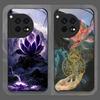 Luxury Floral Art Lotus Flower Pattern Tempered Glass Phone Case for OnePlus 13R 12 11 10 ACE2 3 Pro Nord 2T 4 2 CE3 Lite Cover