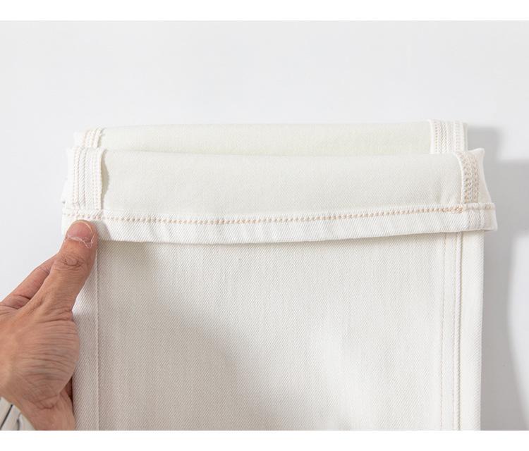 Women's High-Waist Micro-Flare White Denim Pants with Pockets - Four-Way Stretch Leg-Shaping Design for Spring 2026.