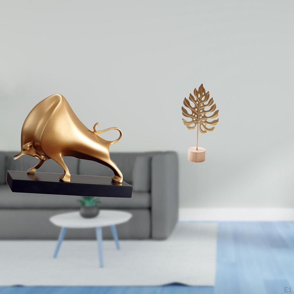 Bull Sculpture Home Decor Tabletop Decoration Crafts Ox Abstract Statue Cattle Figurine Metal Shaped