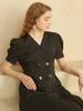 Holliseteonjeu Puff Wrap Dress Black