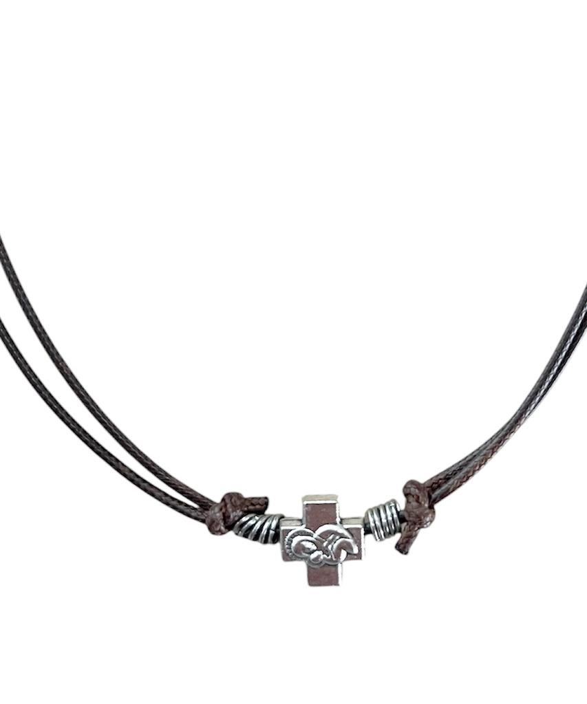 Sk8Er Rock Void Cross String Necklace ((Brown))