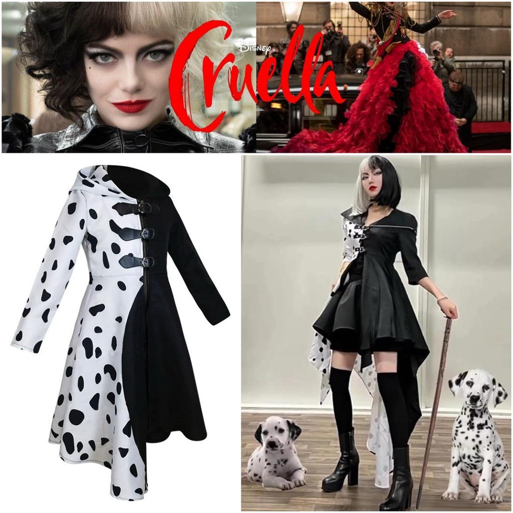 101 Dalmatiner Schwarzweiß Hexe Cruella De Vil Cosplay Kleid