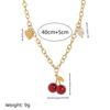 Cherry Girl Red Pearl Pendant Earrings & Bracelet Necklace Set - Titanium Steel with Color Retention