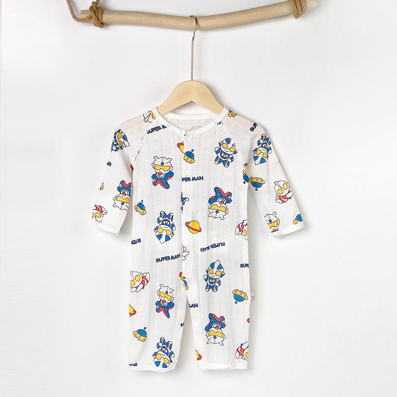 Baby Langarm-Bodysuit aus Bambusfaser: 3-24 Monate, Atmungsaktiver Druckknopf im Schritt, Nahtlos für den Sommer