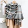 Women S Blue Plaid Faux Cashmere Scarf Warm Neck Wrap For Winter