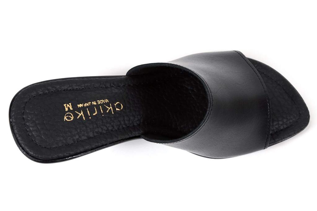 Akiriko Echtleder-Sandalen, Hergestellt in Japan, Keilsohle, Einzelriemen, Memory-Foam-Polsterung, Schwarz, Größe LL