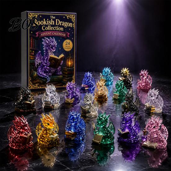 Fantasy Dragon Pendant Collection Crystal Advent Calendar 2026, 24 Days Reading Book Countdown Calendar, Fairy Tale Theme Party Decor Pcs Mini 2D Flat