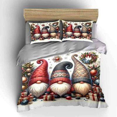 "Christmas Gnome Bedding Set" Bedding Duvet Cover Set Duvet Cover Pillowcases (1 * Duvet Cover 2 * Pillowcases, Without Duvet Insert)