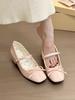 Gentle! Sweet Bow Word with Mary Jane Shoes Women's Spring Round Head Thick Heel Single Shoes