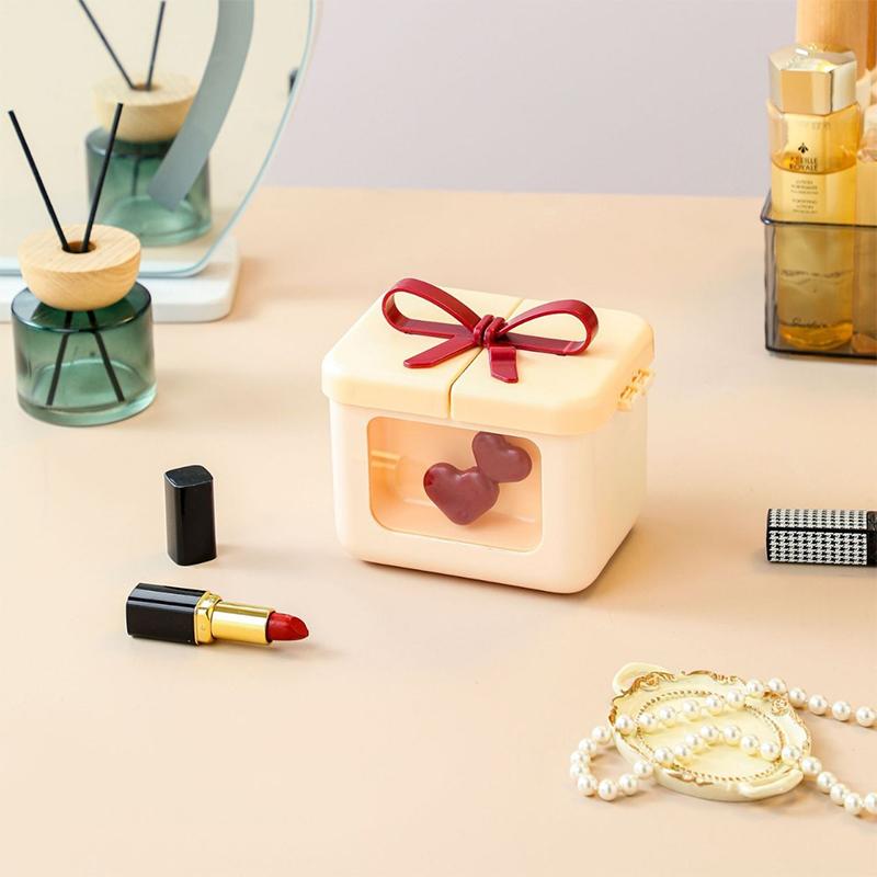 Bowknot Lipstick Storage Box Dressing Table Cosmetics Storage Box Dormitory Lip Glaze Nail Polish Dustproof Exquisite With Cover