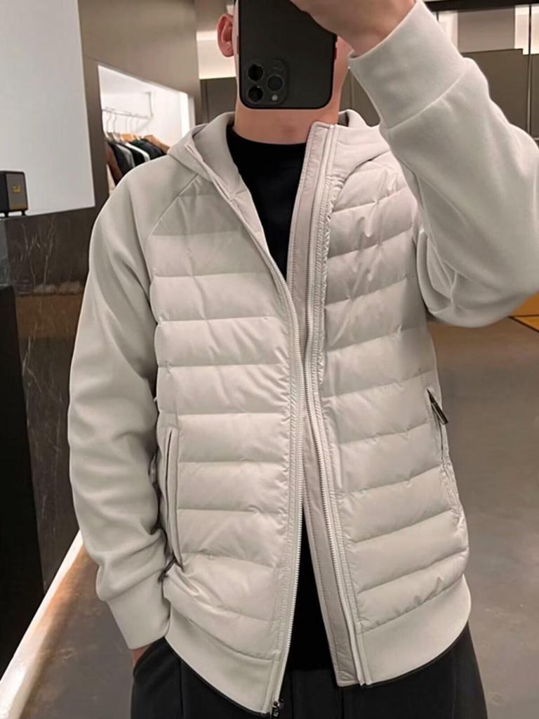 Men's Winter Trendy Hooded Cotton Jacket: Loose Fit, Casual, Solid Color Splicing, Couple Style