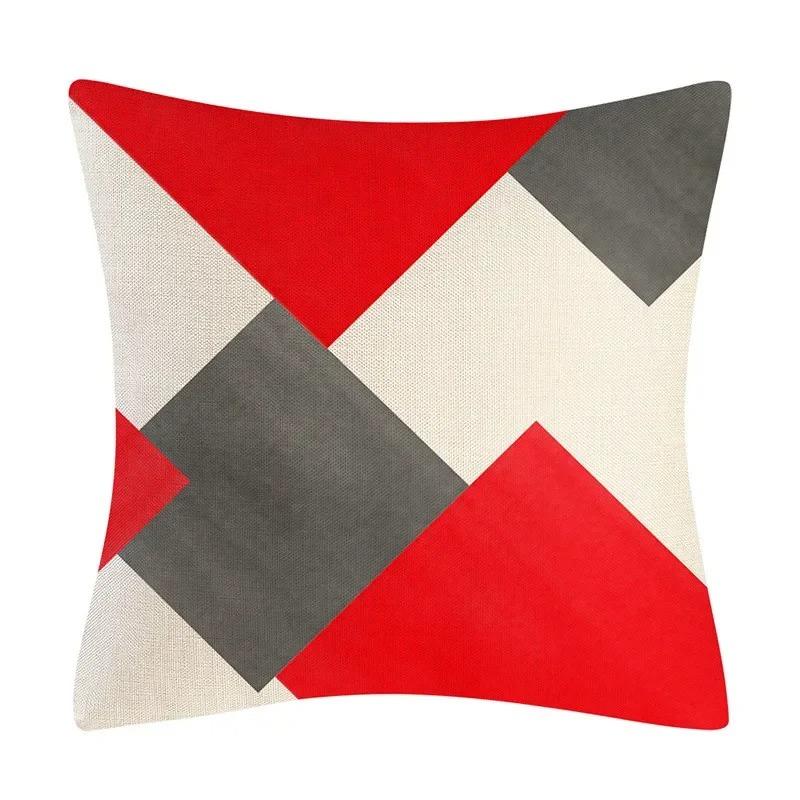 Poszewka na poduszkę do dekoracji domu Modna poduszka Abstrakcyjna poszewka na poduszkę Czarno-czerwona geometryczna poszewka na poduszkę Sofa