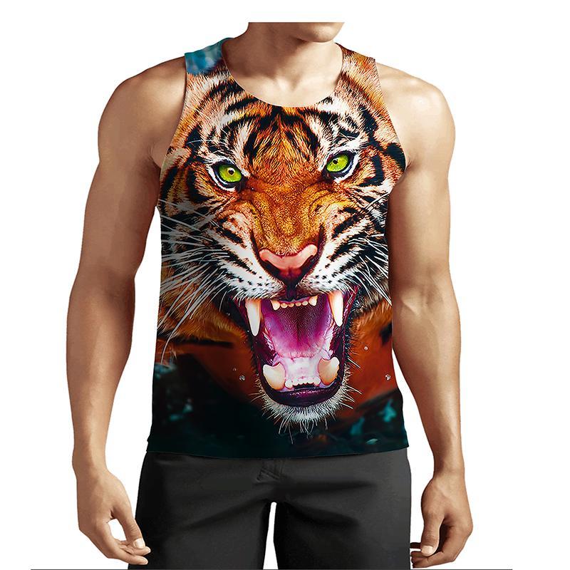 

Животное Тигр 3D-печать Майки Мужская Повседневная Уличная Мода Спортивная Одежда Жилет Безрукавка Футболка для Тренажерного Зала S