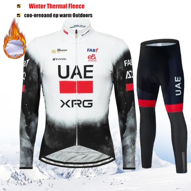 

Team Winter Thermal Fleece Long Sleeve Cycling Jersey Set Ropa Ciclismo Bicycle Clothing MTB Bike Mens Bib Pants Suit 2025 Asian size-S