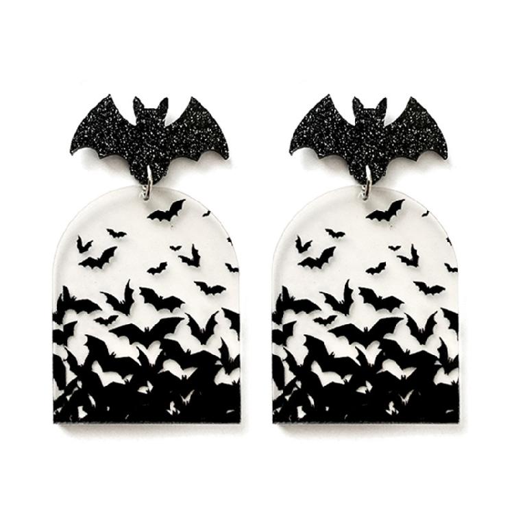 Trendy Earrings Halloween Bat Acrylic Ear Studs Visual Effects Ear Adorments