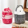 Stabelbar Bento-boks Bærbar Søt Tegneserie Barn Matboks Dobbeltlags Matbeholder Brillebjørn Termisk Bento-boks