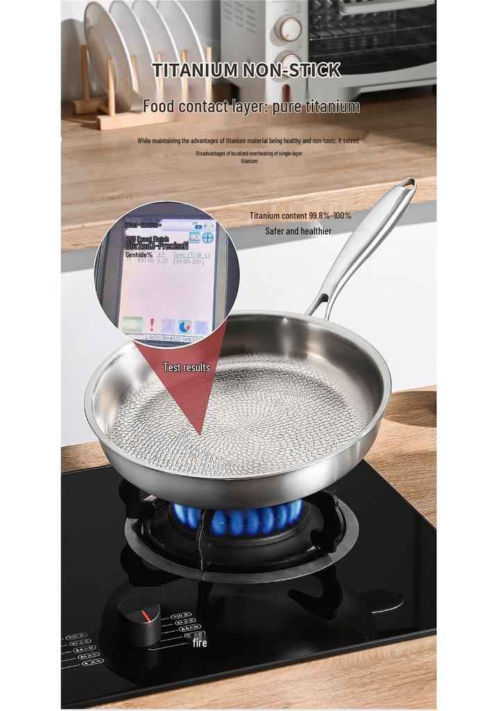 Titanium Alloy Non-Stick Steak Pan for Gas Stove with Straight Edge