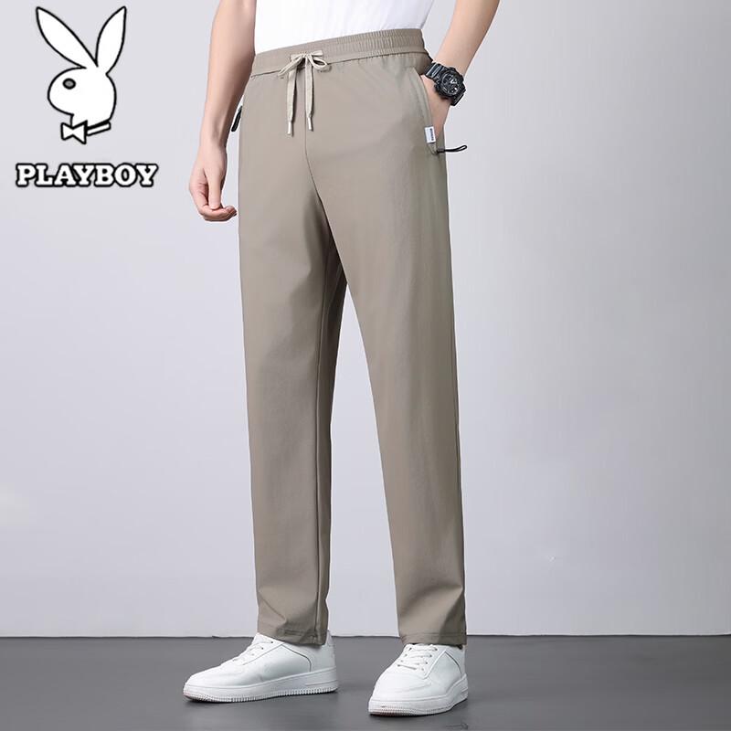 PLAYBOY Men s Summer Ice Silk Quick-Dry Casual Pants 5XL