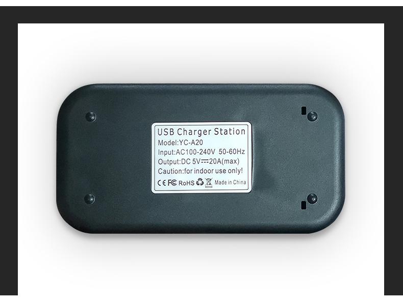 20-Port High-Power Mobile Charger: 5V/2A, 100W Desktop Station