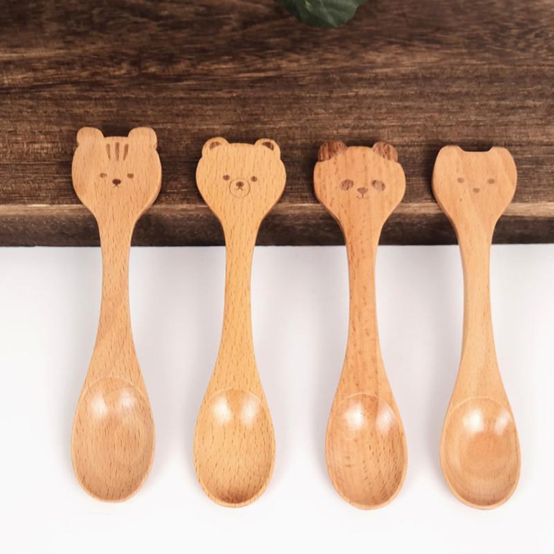 Kreativer hölzerner Cartoon-Löffel Kleiner Holzlöffel Honiglöffel Glatter hölzerner Teelöffel Kaffee Ovaler Holzlöffel