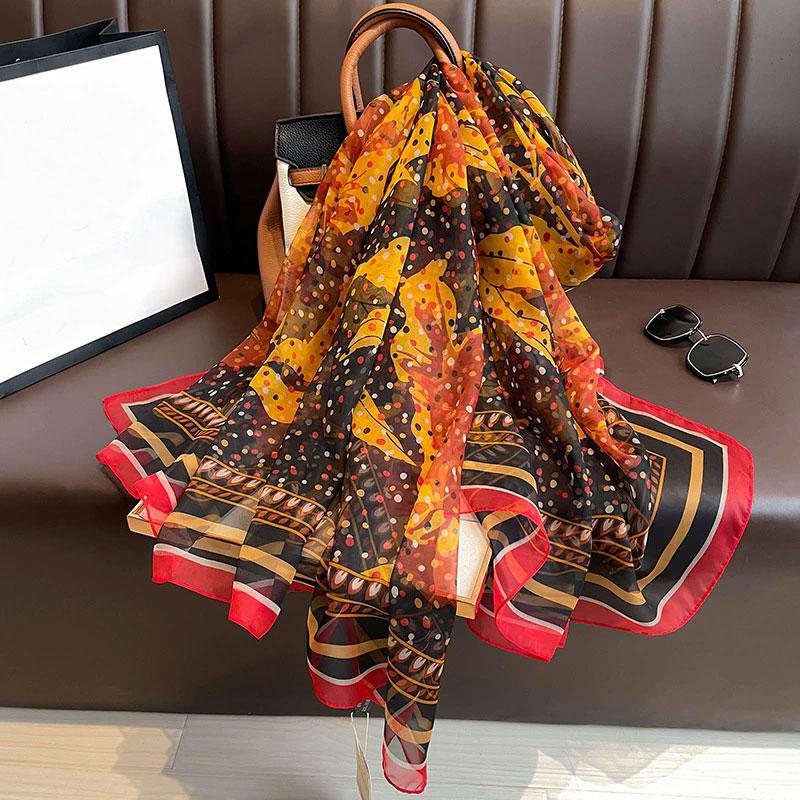 New  Silk Scarf Female Fashion Beach Pashmina Bufanda Folral Women Shawl Wraps Bandana Ladies Scarves Large Foulard Echarpe