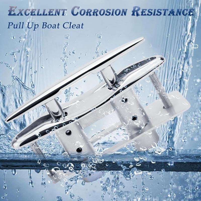 Strong 316 Stainless Steel Boat Dock Cleat Including Rectangular Backing Plate For Firm Installation