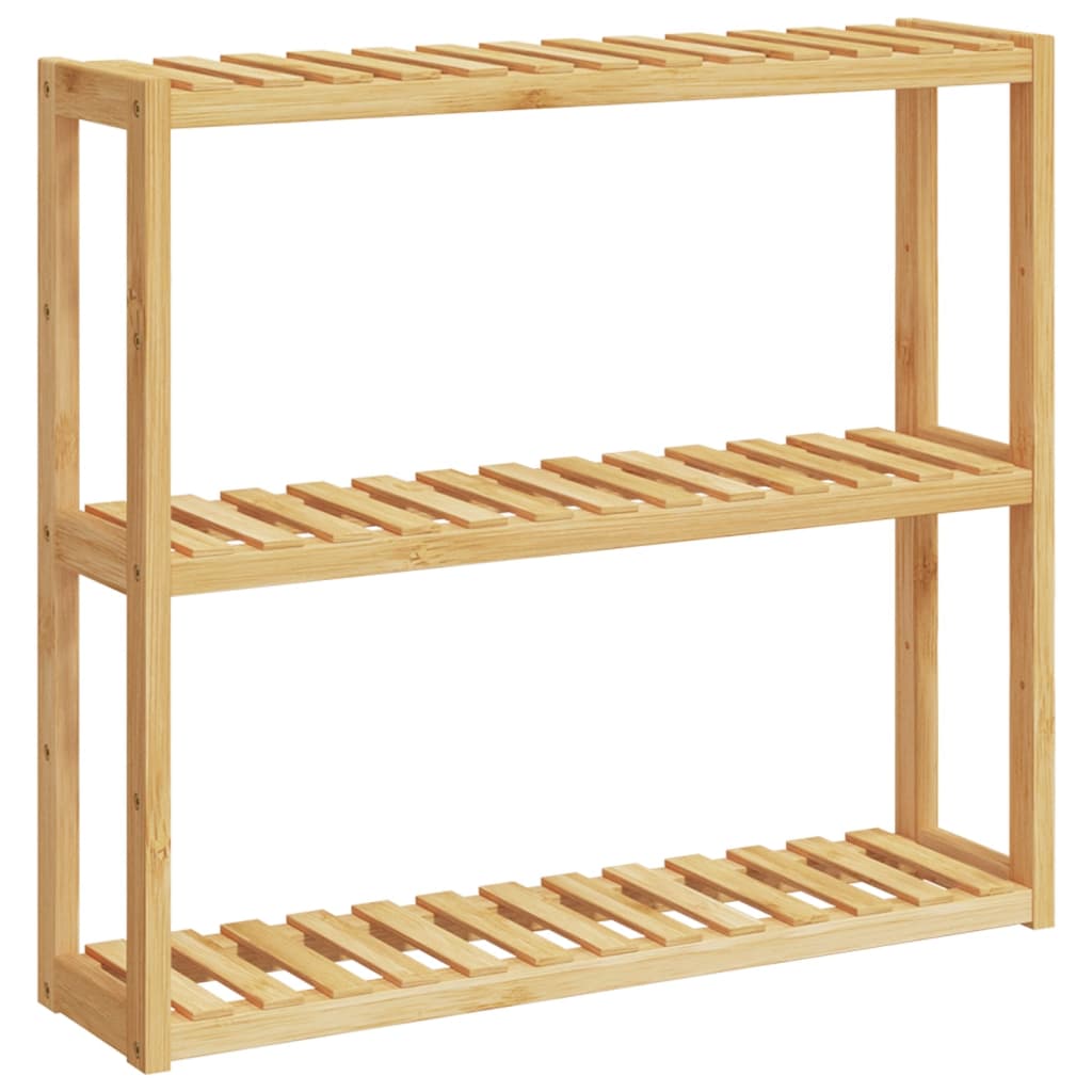 Badezimmerregal mit 3 Ablagen Wandmontage 60 x 15 x 54 cm Bambus