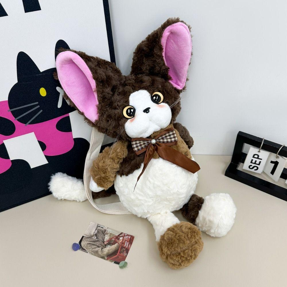 Cute Devon Rex Cat Backpack Stuffed Animals Animals Plush Bag Plush Cat School Bags  Birthday Gift