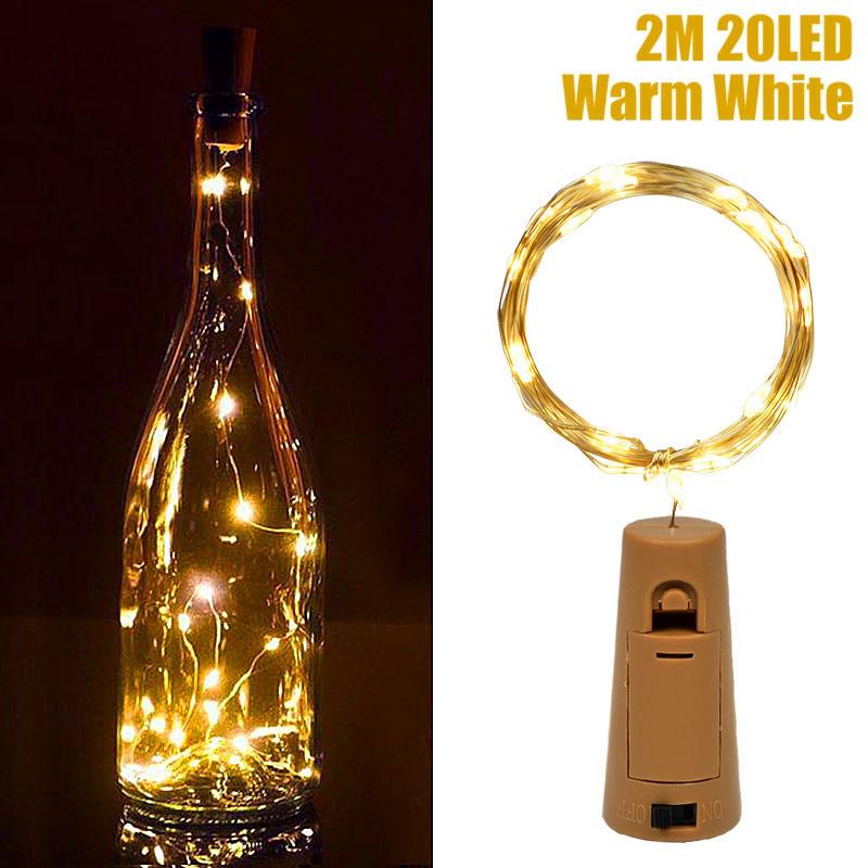 10Pcs Wine Bottle Lights with Cork 2M 20LED Fairy Light String Garland Wedding Party Christmas Bar Decoration Battery Powered