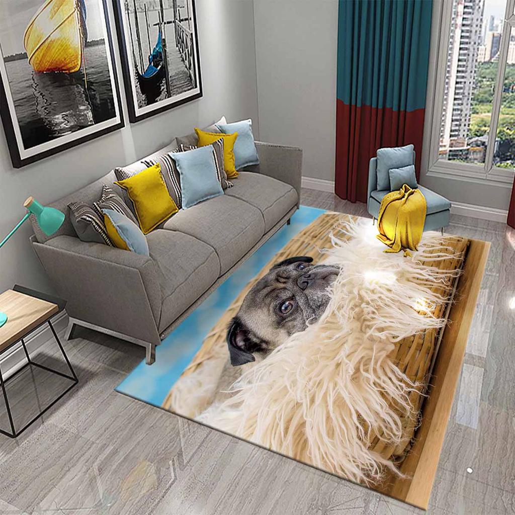 Lovely Pug Dog Water Absorption Anti-Slip Door Mat Cartoon Cute Animal Carpets Bedroom Rugs Decorative Stair Mats Home Decor