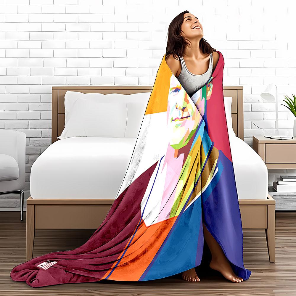 Colorful Geometric Portrait for All Seasons Blanket Lunch Break Throw Gift