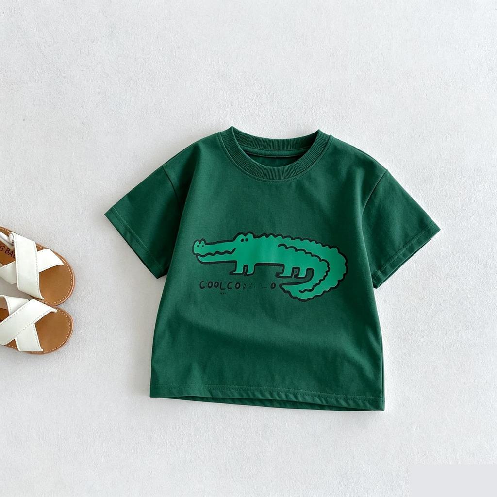 1-7 Year Old Kids Clothing T-shirt Printed Cartoon Fashion Simple Girl And Boy Crewneck Tees Short Sleeved Tops Summer Clothes
