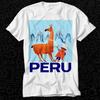 Vintage Child and Llama Peru Travel Poster T Shirt 593