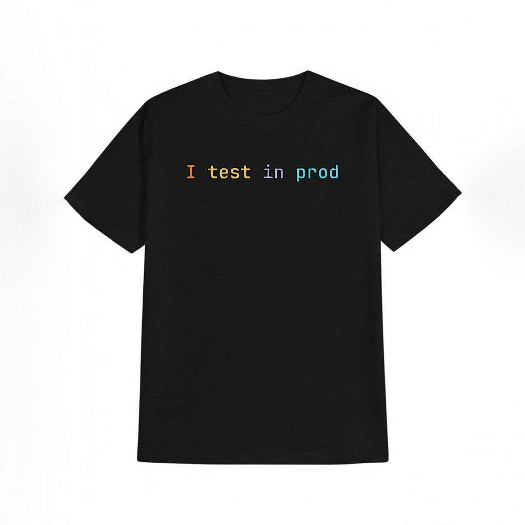 Maglietta Grafica Uomo Umorismo Sviluppatori "I Testo in Produzione", Scherzo sul Codice Streetwear T-Shirt Oversize