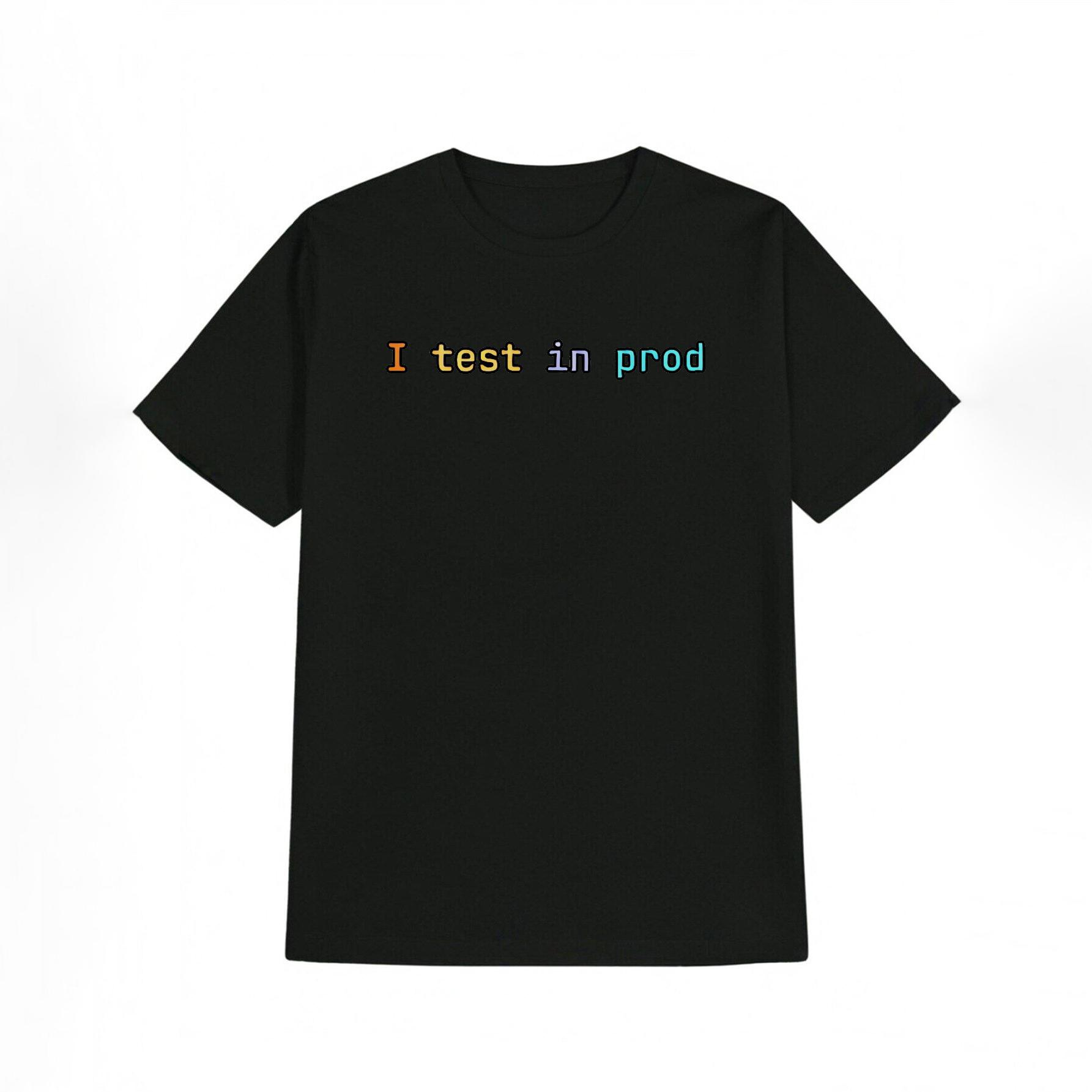 Мужская футболка с юмором для разработчика  Я тестирую на продакшене , уличная одежда с кодовой шуткой, оверсайз L чёрный