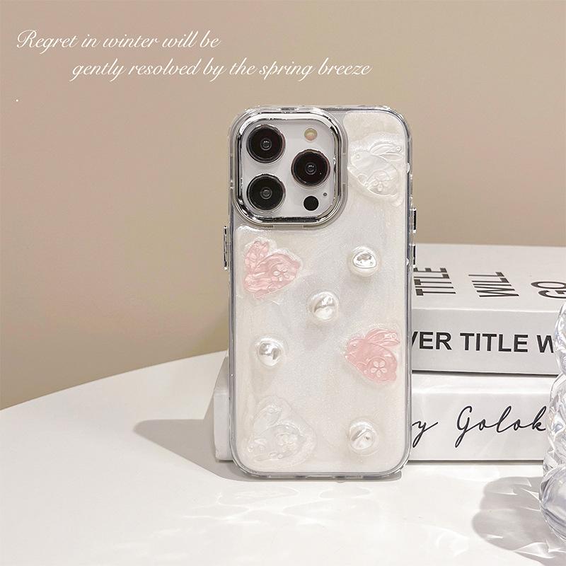 

Apple 16Promax Epoxy Mobile Phone Case For Iphone17 Rabbit 14 Bear Rhinestone Flower Glitter iPhone 17Promax