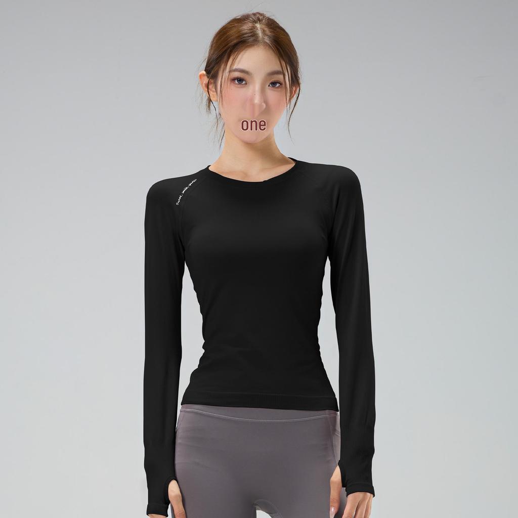 Women's Quick-Dry Long Sleeve Fitness Top - High Elastic, Slimming, Round Neck, Ideal for Autumn/Winter Running and Training.