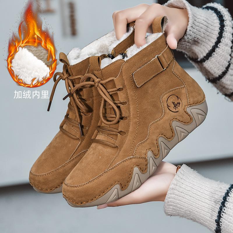 

Женские высокие кроссовки для активного отдыха, зимние теплые ботильоны с мехом, повседневная обувь с широким носком, большие размеры EU:36