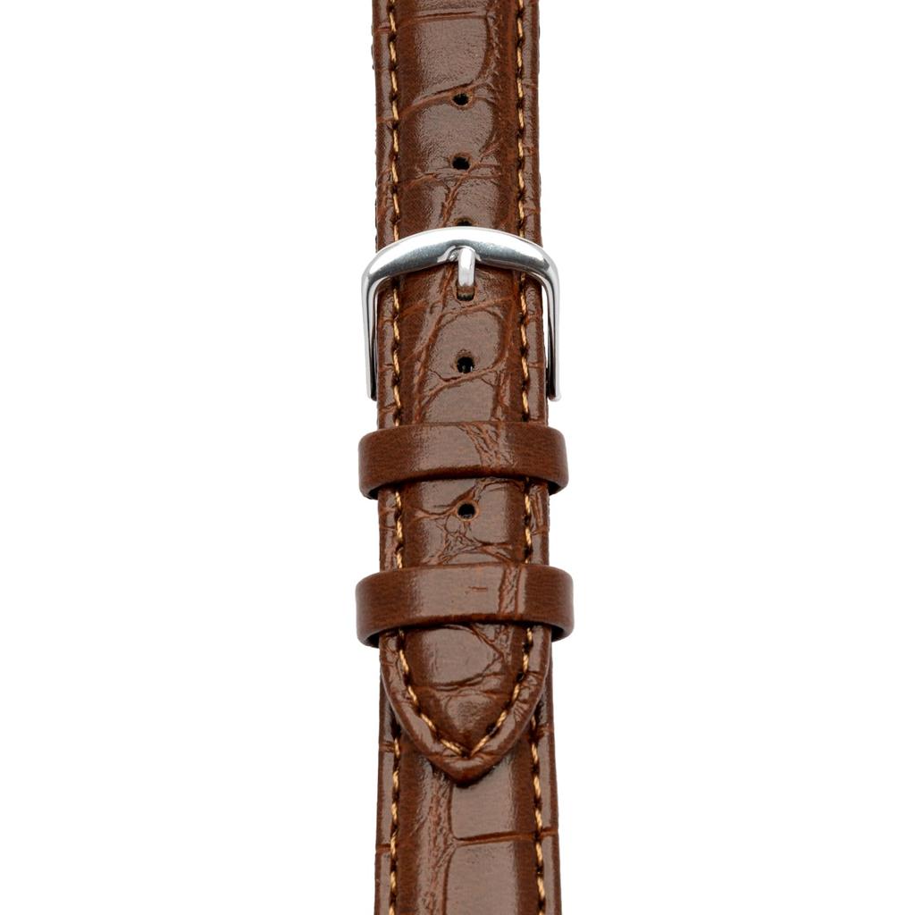 [Clefer] Watch Strap 12mm Leather Synthetic Leather Embossed Crocodile Strap Easy to Use Tool Included Brown L-11 BL-PE031-12 PU Leather