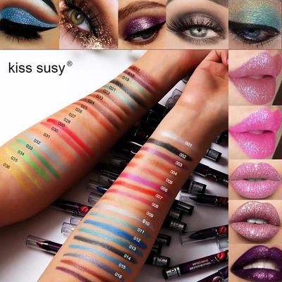 Lápiz labial profesional 2 en 1 de 12 colores con purpurina, resistente al agua, herramienta de maquillaje para mujer