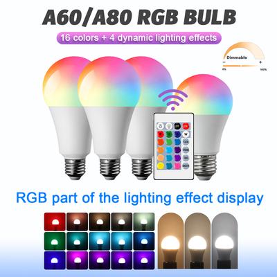 5PCS Led RGBW Magic Bulb 10W 20W RGB 16 Colors Changing Lamp E27 Dimmable Light AC 220V Home Party Decor LightingSpot Lampa
