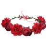 Mode Bohemia Girlang Rosblomma Krona Damhuvudband med Justerbart Band Flickor Blommig Krans Brud Halo Huvudprydnad
