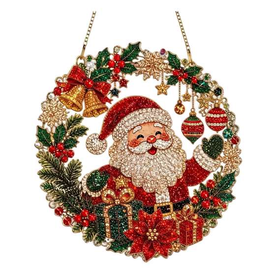 Seasonal Party Hanging Decor Xmas Snowman Ornament, Round Acrylic Santa Reindeer Holiday Office Ornaments Christmas Door Sign for Festive Window Wall