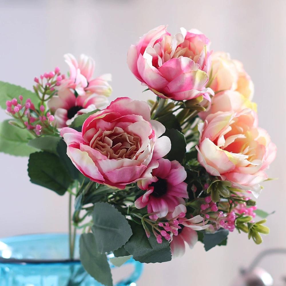 Peony Flowers Silk Artificial Bouquet Babybreaths Accessories Fake Daisy Flowers Wedding Home Decor Room Decoration Party
