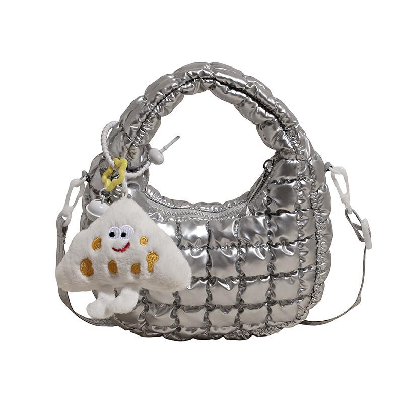 

Детская модная сумка-облако с драпировкой – вышитая сумка-пуф на молнии через плечо Without Pendant серебряный