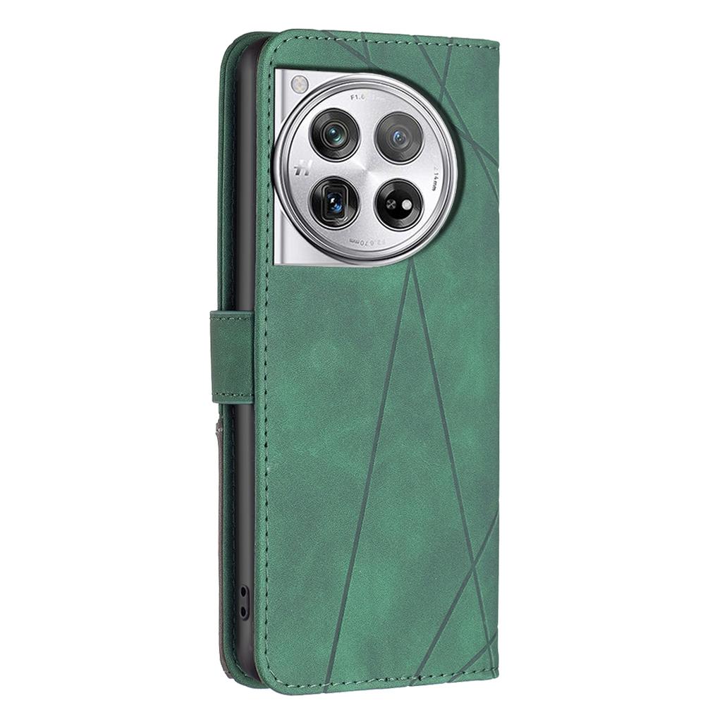 BINFEN COLOR Für OnePlus 12R 5G/Ace 3 5G Handyhüllen Brieftasche Ständer Geometrie Geprägtes Leder Cover