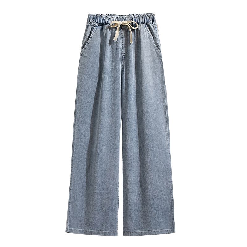 Fashion Spring and Summer Plus Size Women's Clothing Elastic High Waist Slimming Covering Span Denim Tencel Elastic Loose Pants Pants M-5XL